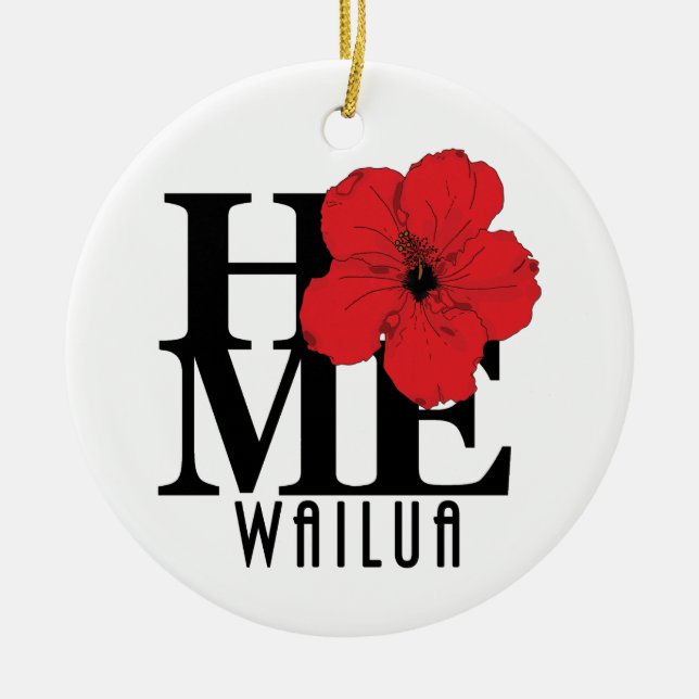 Ornamento De Cerâmica HOME Wailua Hawaii red Hibiscus (Frente)