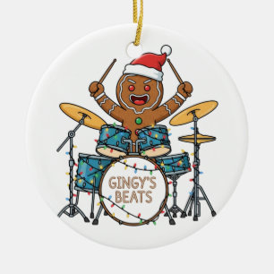 Ornamento De Cerâmica Homem de Biscoito de gengibre Baterista Natal Dive