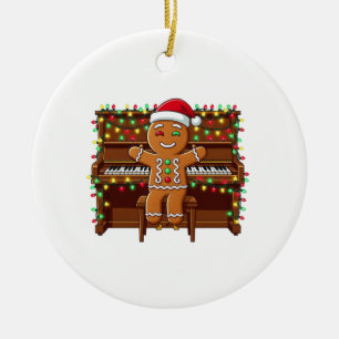 Ornamento De Cerâmica Homem de Biscoito Piano Toca Natal Divertido