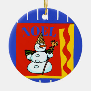 Ornamento De Cerâmica Homem de Neve, Noel, adicionar, editar texto