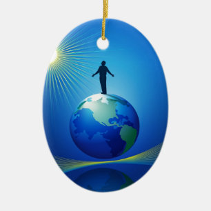 Ornamento De Cerâmica Homem no globo