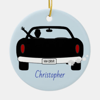 Ornamento De Cerâmica Homem novo do motorista personalizado