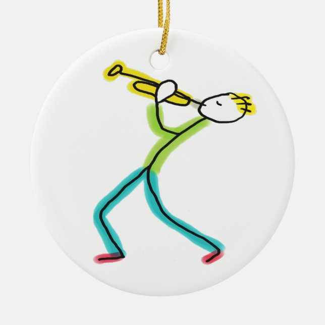 Ornamento De Cerâmica Homem Tocando Trombeta (Frente)