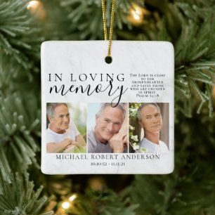 Ornamento De Cerâmica Homenagem Memorial Foto Marble In Loving