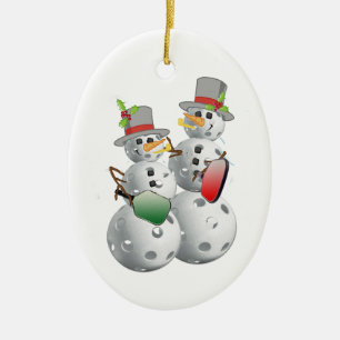 Ornamento De Cerâmica Homens de neve de futebol de Natal
