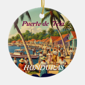 Ornamento De Cerâmica Honduras Puerto Tela Retro poster