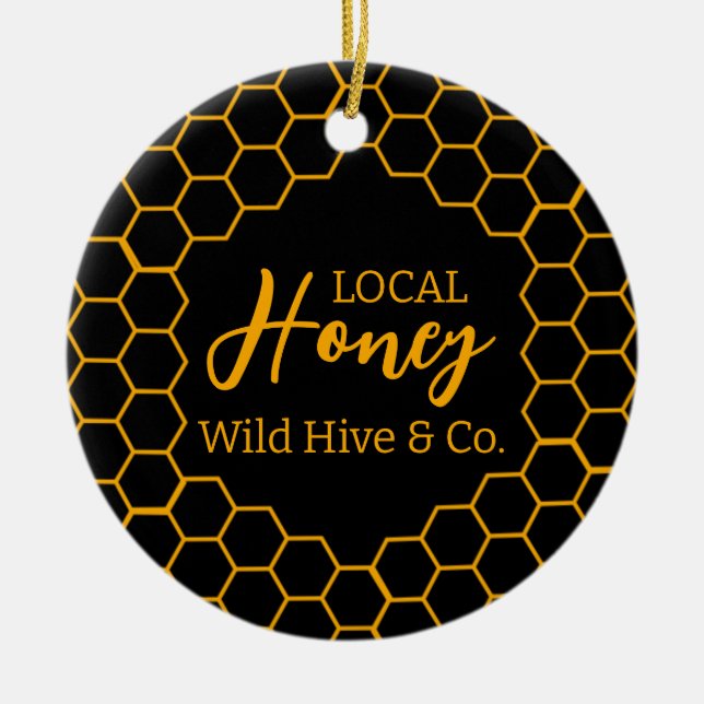 Ornamento De Cerâmica Honeycomb – Black or White Background (Frente)