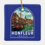Ornamento De Cerâmica Honfleur France Viagem Art Vintage<br><div class="desc">Design de viagem de vetor retrô honfleur. Honfleur é uma cidade do departamento de Calvados,  na região Normandia da França norte. É no estuário onde o rio Sena encontra o Canal da Mancha.</div>