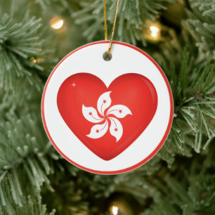 Ornamento De Cerâmica Hong Kong Flag Heart