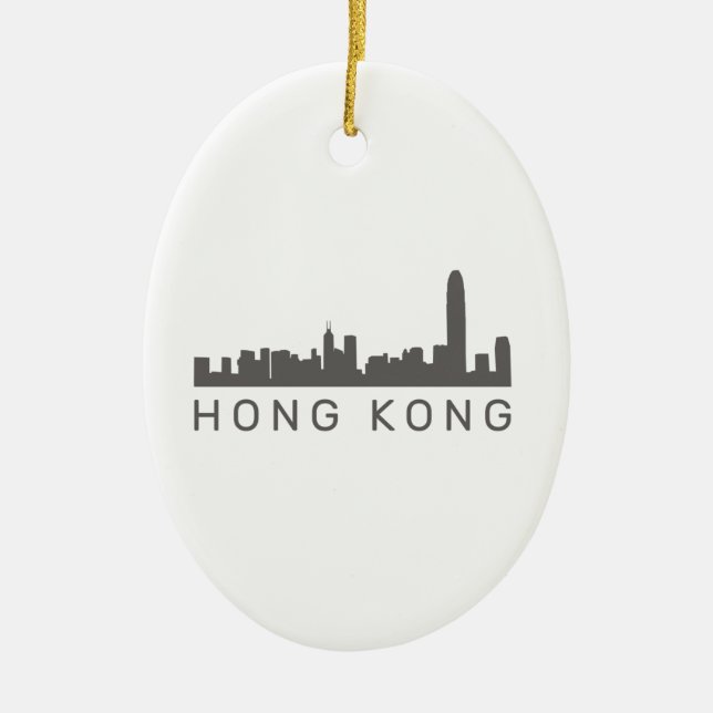 Ornamento De Cerâmica Hong Kong Gift HK Skyline Gpresente (Frente)