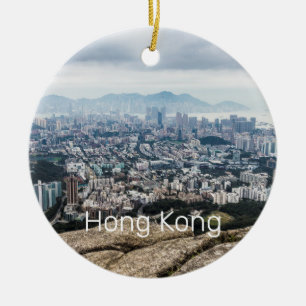 Ornamento De Cerâmica Hong Kong Lion Hill Skyline Panorama Souvenir