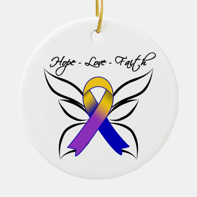 Ornamento De Cerâmica Hope Love Faith Butterfly - Cancer Bladder (Frente)