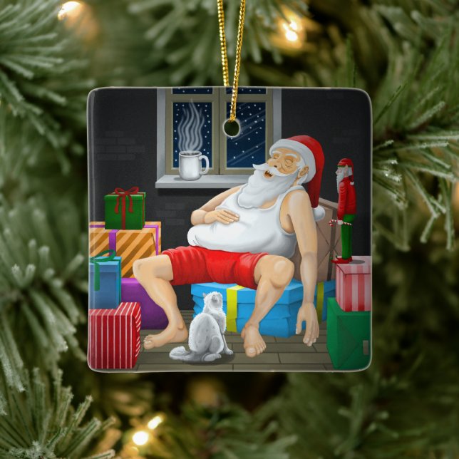 Ornamento De Cerâmica Hora do Café Santa Claus (Árvore)