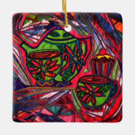 Ornamento De Cerâmica Hora do chá