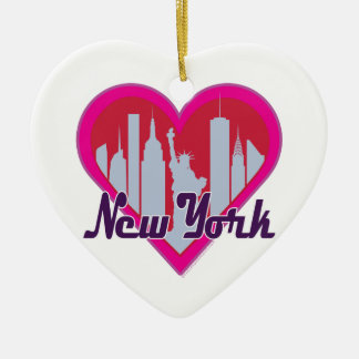 Ornamento De Cerâmica Horizonte de NYC Coração