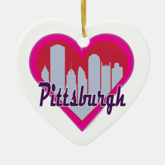 Ornamento De Cerâmica Horizonte de Pittsburgh Coração