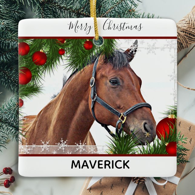 Ornamento De Cerâmica Horse Christmas - Equestrian Cute Pony (Criador carregado)