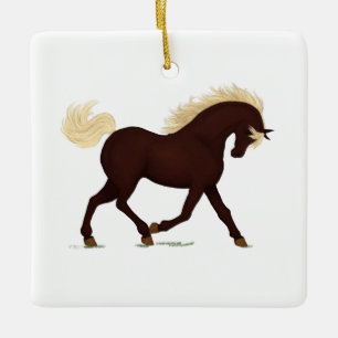 Ornamento De Cerâmica Horse das Montanhas Rochosas Personalizado, Natal