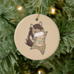 Ornamento De Cerâmica Horse Pony Christmas Snow Winter Animal Hores Ce<br><div class="desc">O cavalo no Natal com luzes de fadas. Animais engraçados com presentes e neve nas férias. Também é engraçado para o Natal em julho. Os cavalos são animais bonitos e perfeitos para o Natal.</div>