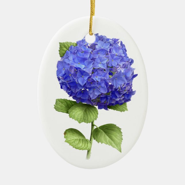 Ornamento De Cerâmica Hortênsia Azul (Frente)