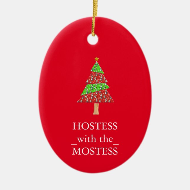Ornamento De Cerâmica Hostess com Cerâmica de Natal Mais Ou (Frente)
