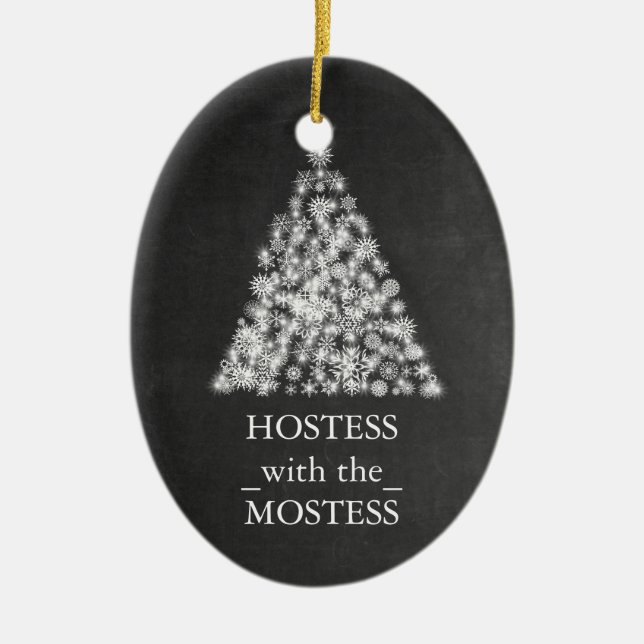 Ornamento De Cerâmica Hostess com o Quadro de Natal de Mostess (Frente)