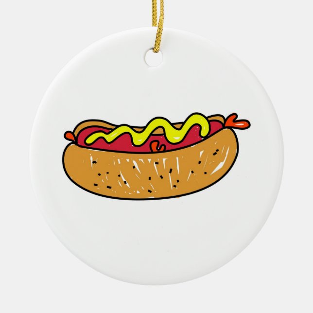 Ornamento De Cerâmica Hotdog (Frente)
