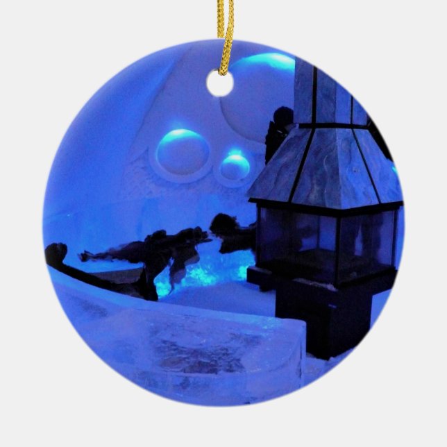 Ornamento De Cerâmica Hotel de Glace, Quebec, Canadá (Frente)