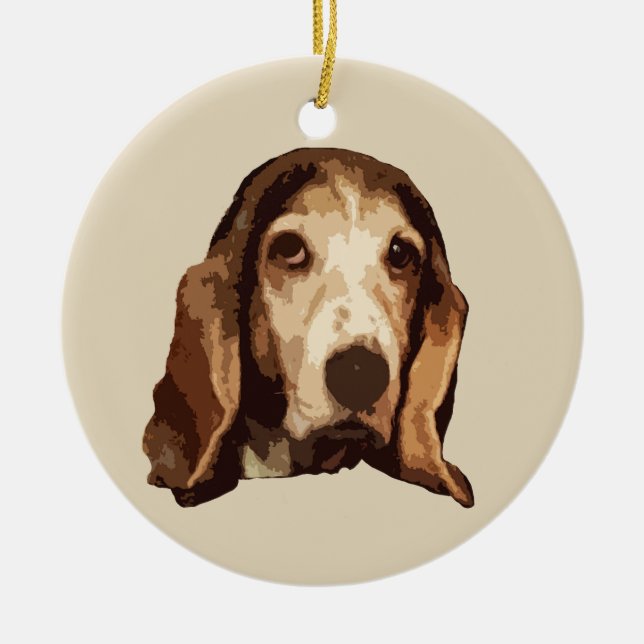 Ornamento De Cerâmica Hound Basset (Frente)