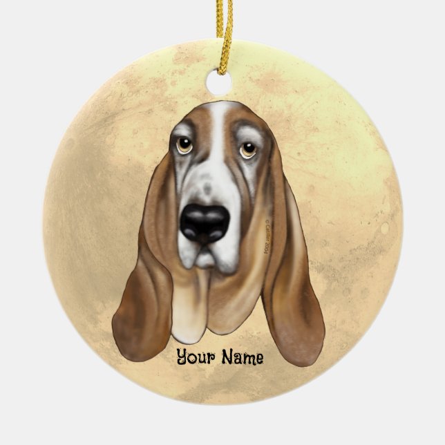 Ornamento De Cerâmica Hound Basset (Frente)