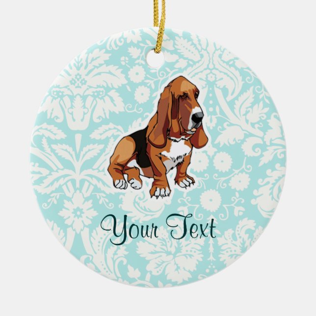 Ornamento De Cerâmica Hound Basset; Cuz (Frente)