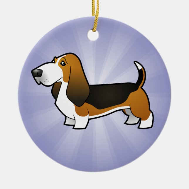 Ornamento De Cerâmica Hound de Basset (Frente)