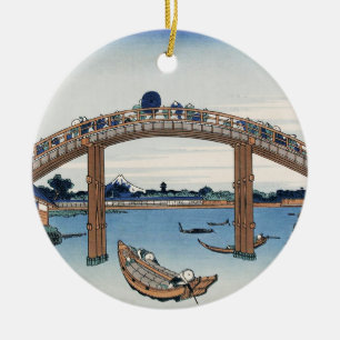 Ornamento De Cerâmica Housai Monte Fuji visto de baixo da ponte masculin