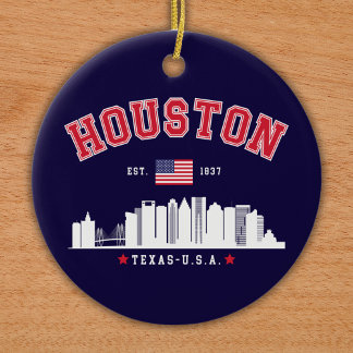 Ornamento De Cerâmica Houston Texas Modern Skyline
