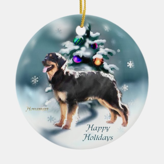 Ornamento De Cerâmica Hovawart Christmas (Frente)