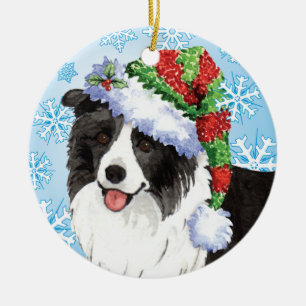 Ornamento De Cerâmica Howliday feliz border collie
