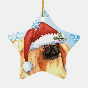 Ornamento De Cerâmica Howlidays feliz Pekingese