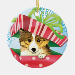 Ornamento De Cerâmica Howlidays feliz Sheltie