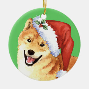 Ornamento De Cerâmica Howlidays feliz Shiba Inu