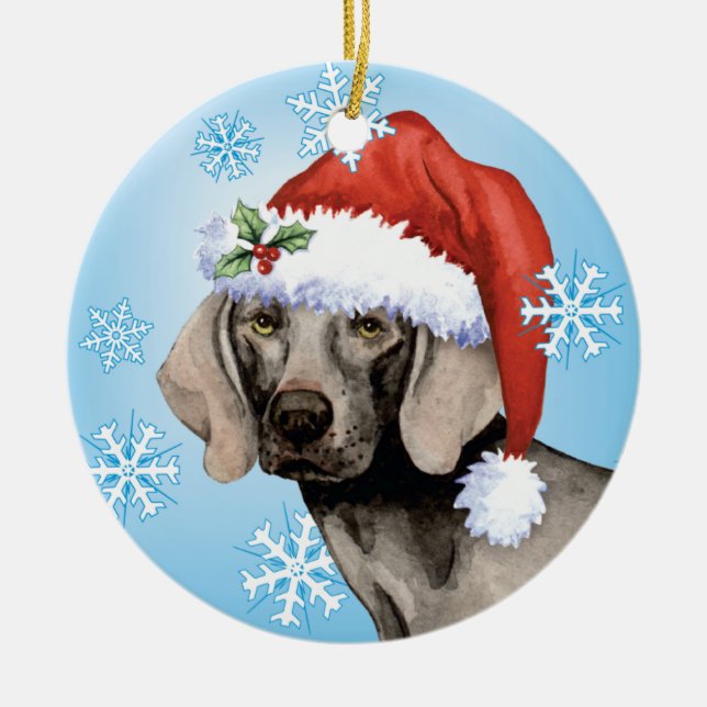Ornamento De Cerâmica Howlidays feliz Weimaraner (Frente)