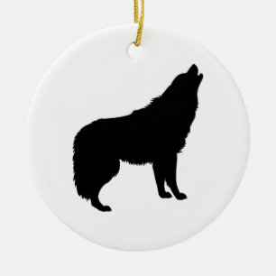Ornamento De Cerâmica Howling Wolf Silhouette
