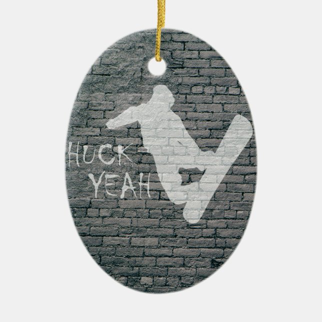 Ornamento De Cerâmica Huck Sim (Snowboard) (Frente)