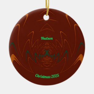 Ornamento De Cerâmica HUDSON ~ 3D NATAL Vermelho Verde Verde Laranja 202