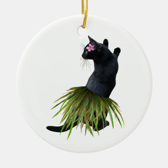 Ornamento De Cerâmica Hula Cat Ornament (Frente)