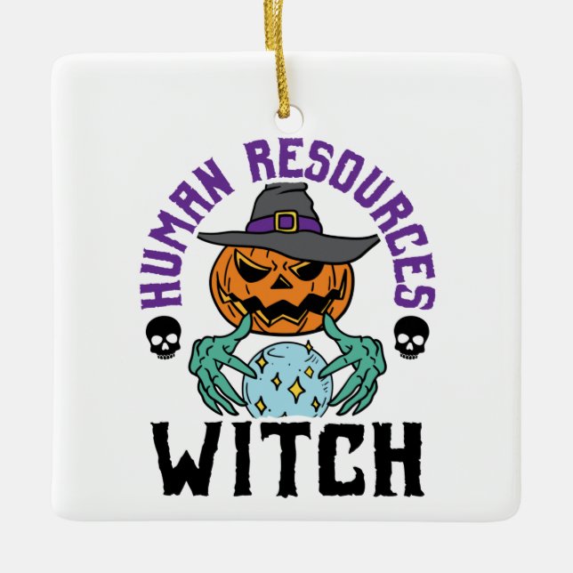 Ornamento De Cerâmica Human Resources Witch HR Halloween (Frente)