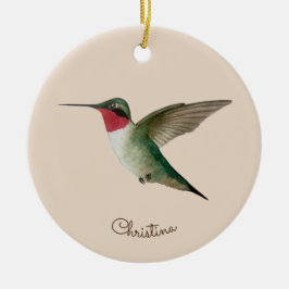 Ornamento De Cerâmica Hummingbird com garganta de rubi personalizada
