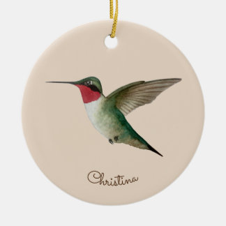 Ornamento De Cerâmica Hummingbird com garganta de rubi personalizada