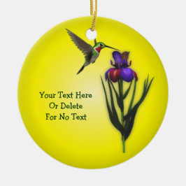 Ornamento De Cerâmica Hummingbird E Iris Flor Personalizado