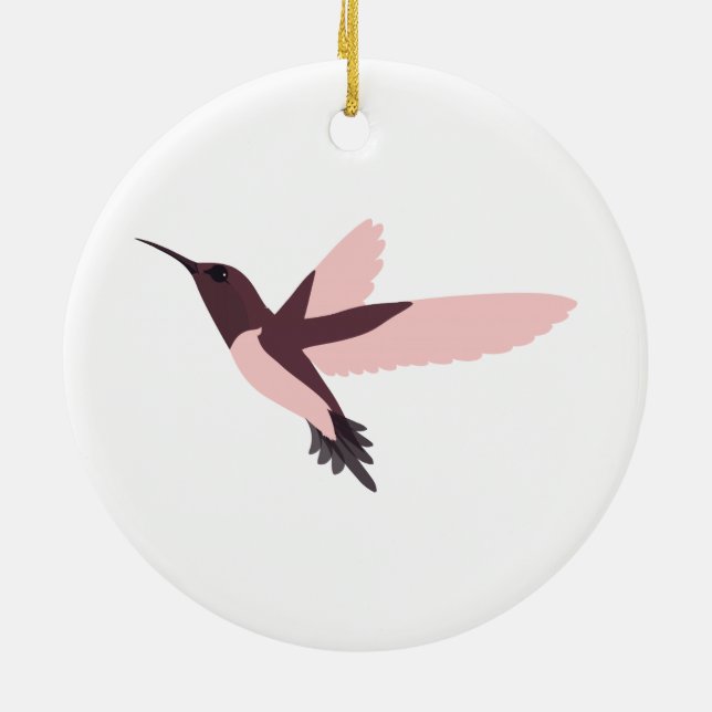 Ornamento De Cerâmica Hummingbird Rosa (Traseira)