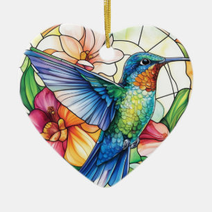 Ornamento De Cerâmica Hummingbird Stainant Vibrante